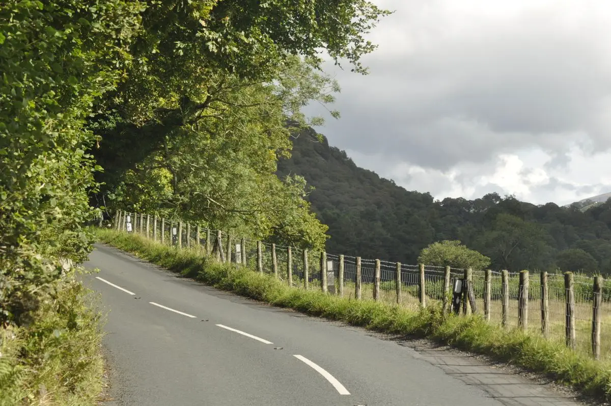 A country lane running along a hillside