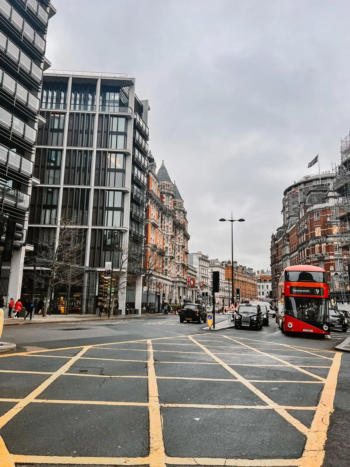 A double-decker bus at a London junction
